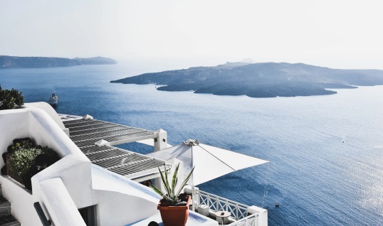 A landscape from Santorini, view towards the caldera